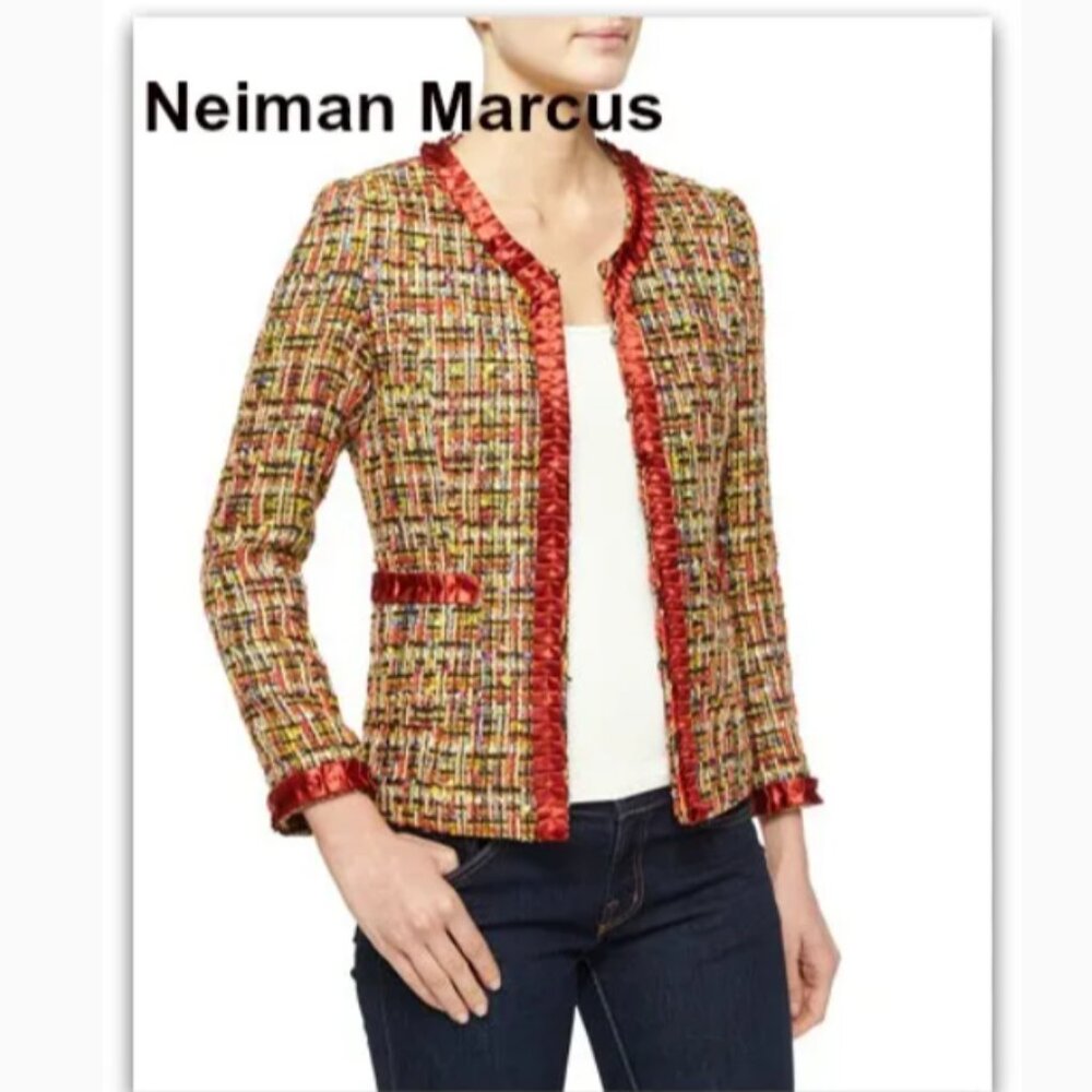 Michael Simon blazer jacket womens L boucle tweed